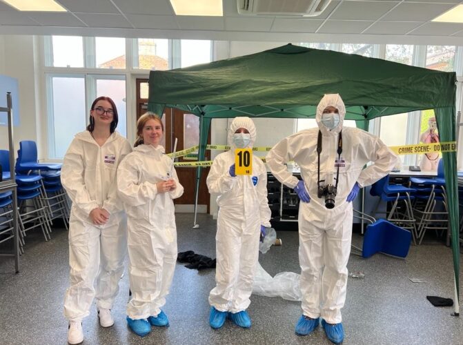 Science students. crime investigation